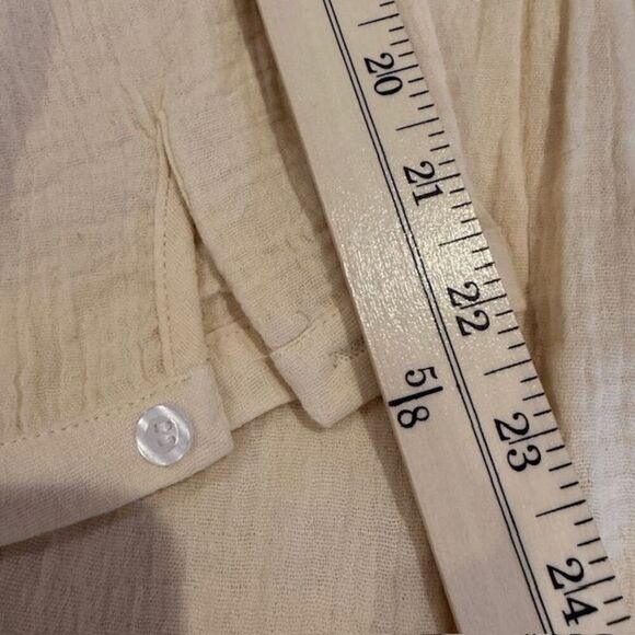 NWT R.Vivimos Tunic Dress Linen Buttons Long Sleeve Mini Ecru Beige Size Medium - Picture 8 of 10